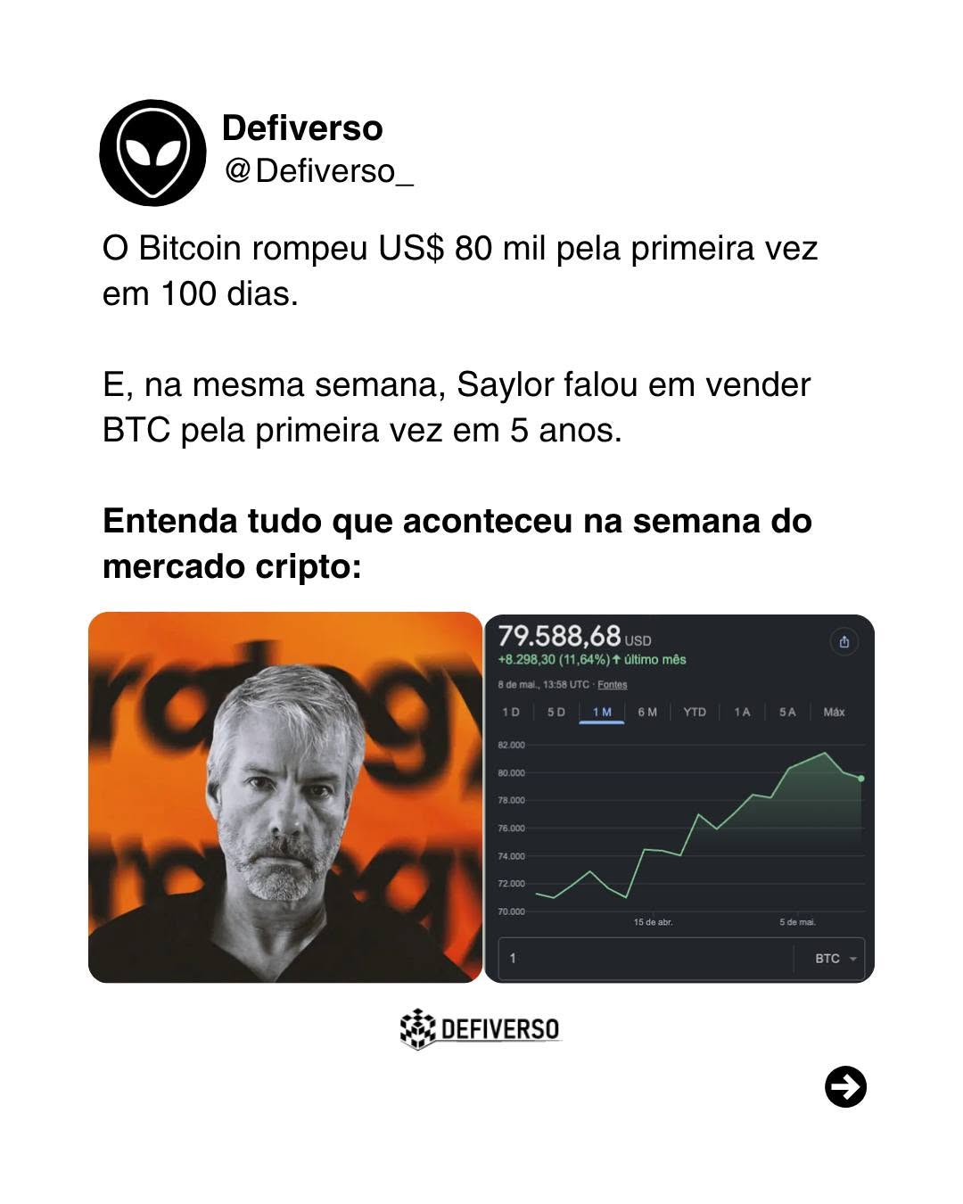 Slide de carrossel publicado no Instagram do Defiverso