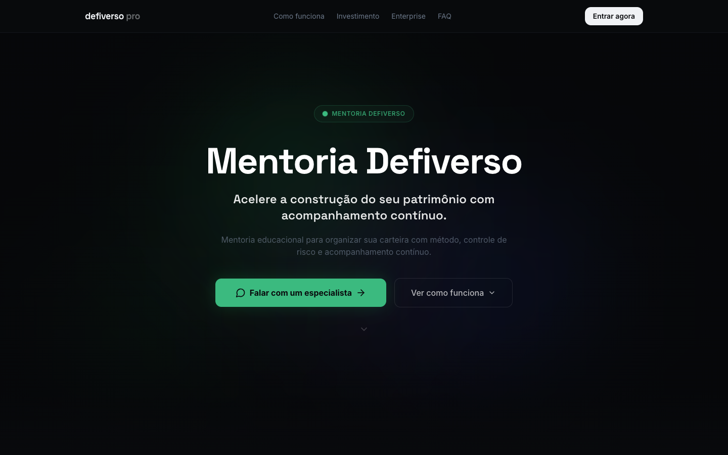 Mentoria Defiverso — Landing
