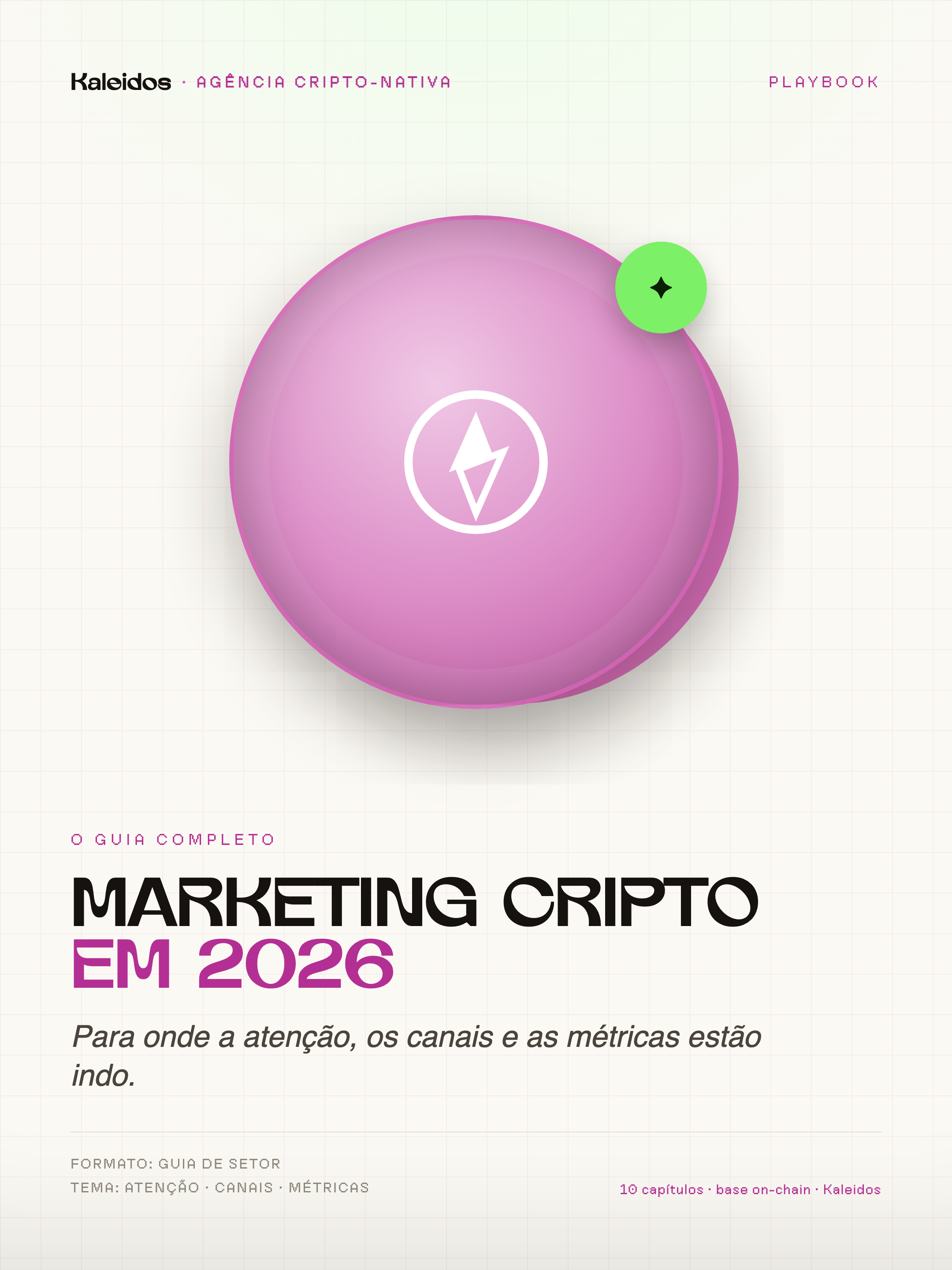 Capa do Playbook Cripto 2026 da Kaleidos, que cobre o arco de narrativa, mindshare e distribuição