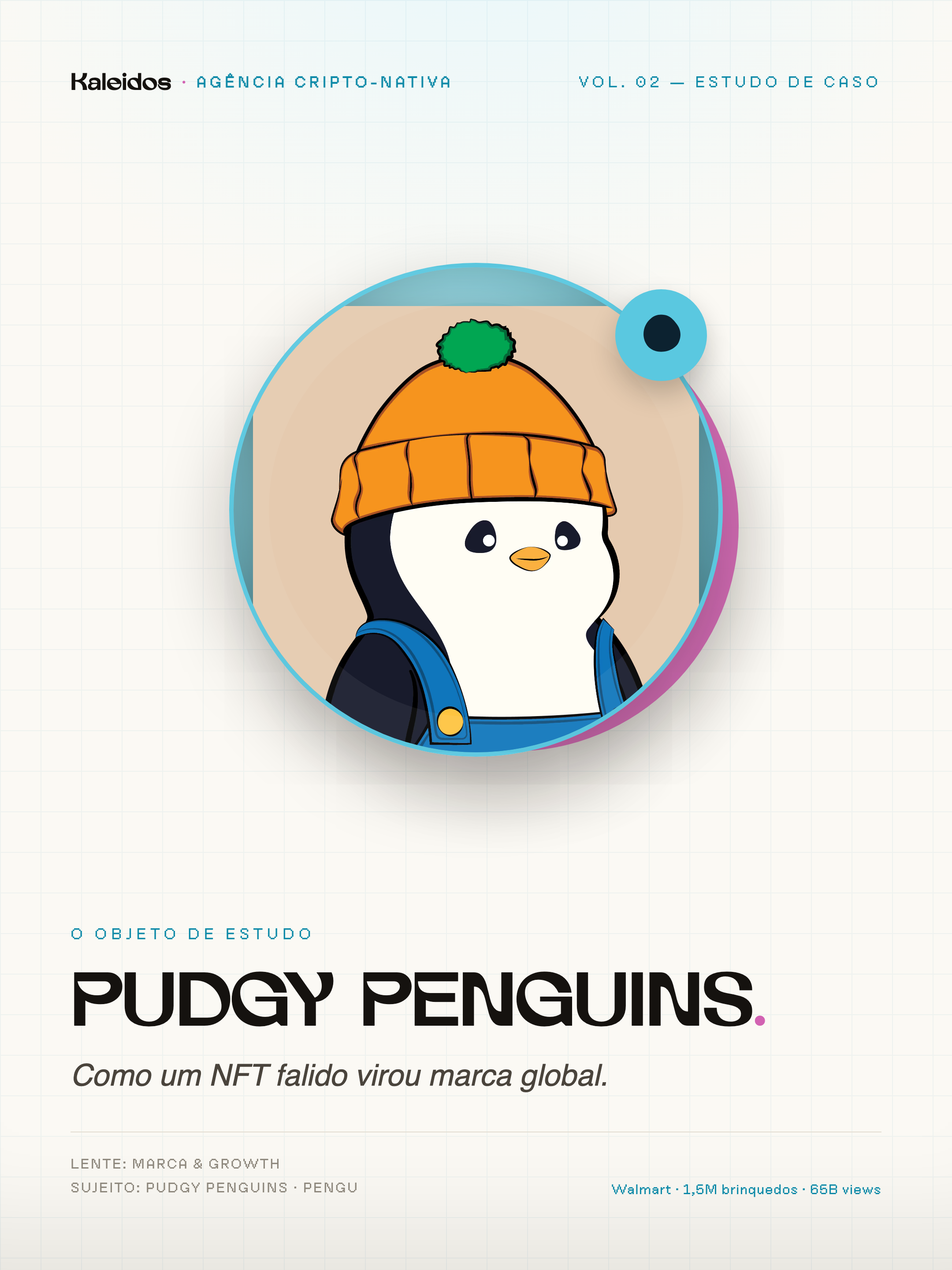 Capa do Kaleidos Paper Vol.02 sobre a Pudgy Penguins