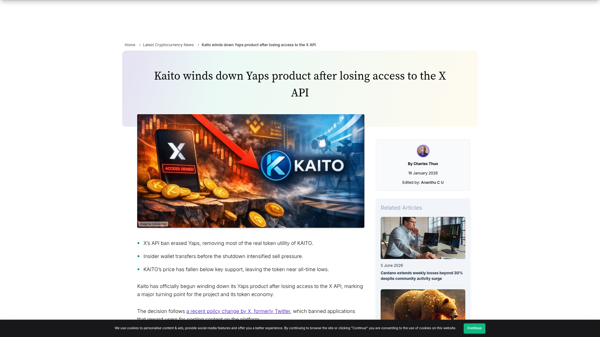 CoinJournal Kaito X API