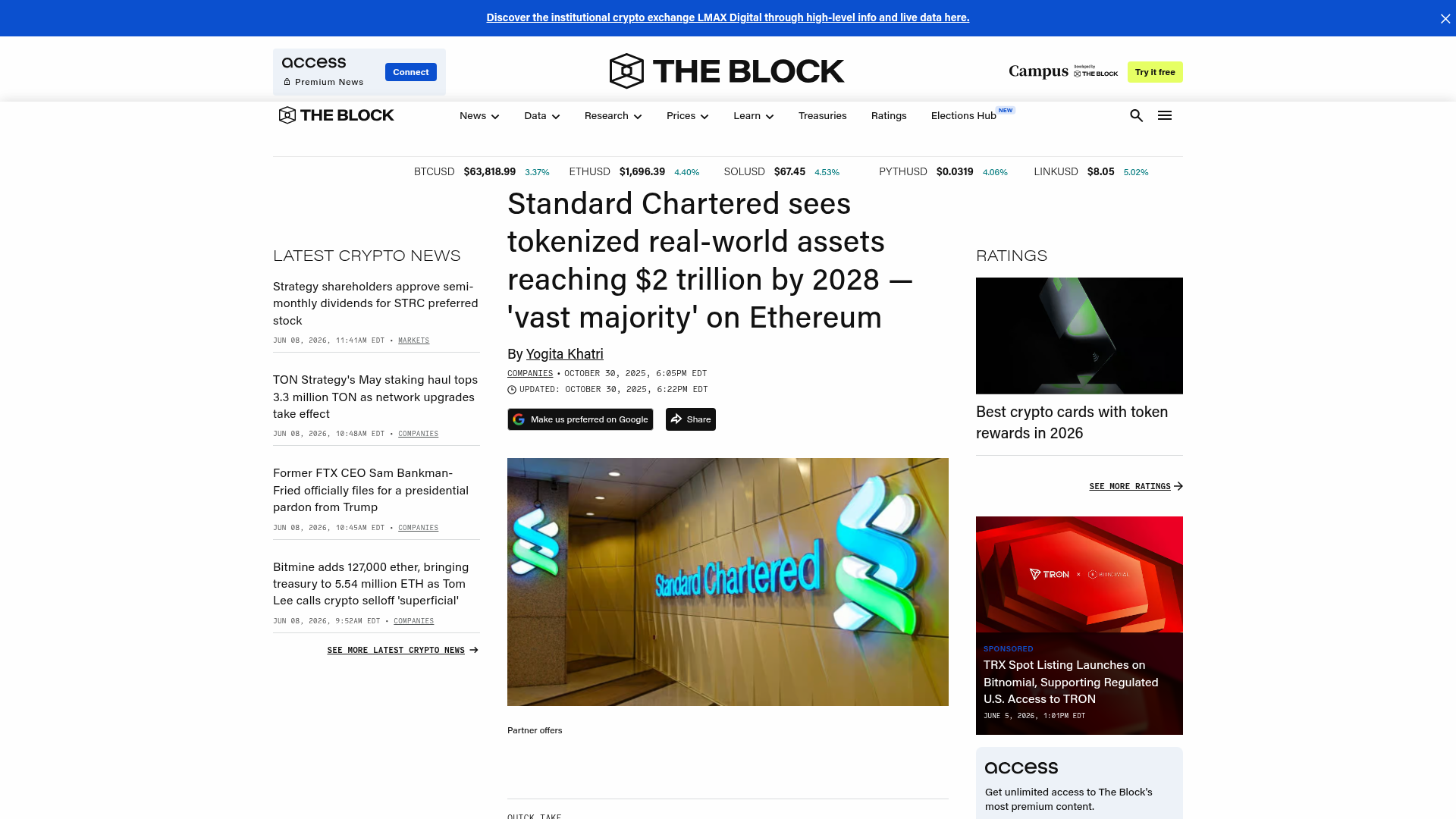 The Block Standard Chartered RWA