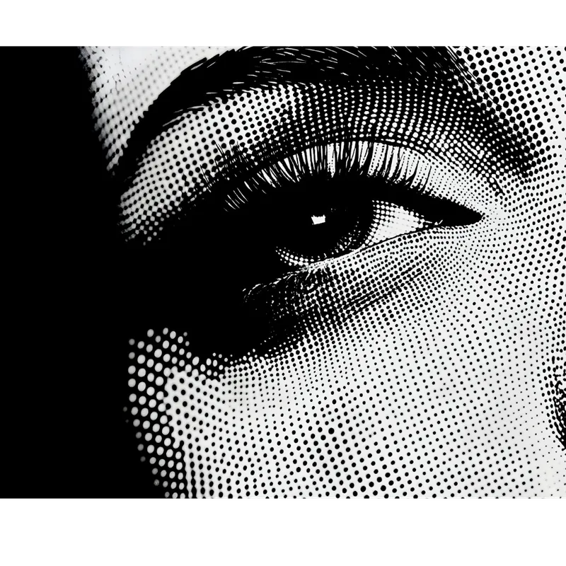 Close-up de um olho em meio-tono — o olhar nativo da Kaleidos